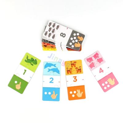 China Custom Cardboard Animal Domino Educational Flash Cards Puzzles For Kids Number Knowledge Brain Training Top Quality for sale