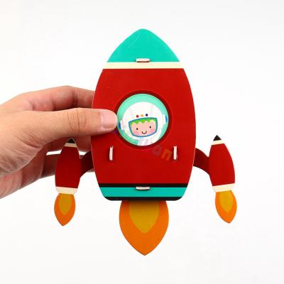 China Custom Jigsaw Puzzles Rocket Shaped Cardboard Education Puzzles For Kids Ability Creativity Practical High Quality for sale