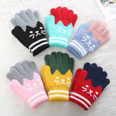 China Cartoon Cats Kid Children Infants Boys Winter New Knitted Warm Outdoor Cartoon Cats Toddler Gloves Cute Mittens Gloves for sale