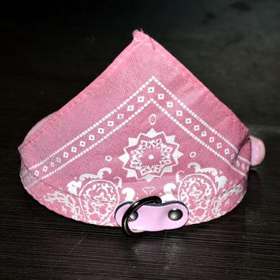 China Cool Printed Adjustable Puppy Stocked Cat Scarf Pu Leather Pet Leather Triangle Scarf Dog Collar Pet Accessories for sale