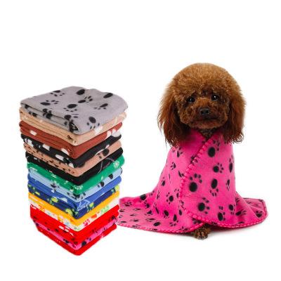 China 60*70cm Pet Blanket Small Paw Print Towel Cat Dog Folded Blankets Beds Lovely Soft Fleece Warmer Cushion Mat Dog Blanket Cover 22 color for sale