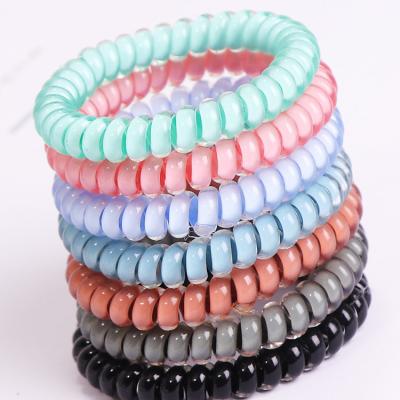 China Fashion Accessories Candy Color Plastic Telephone Wiring Rope Headband For Women Girls Hair Elastic Bands Hair Ties WCW227 for sale