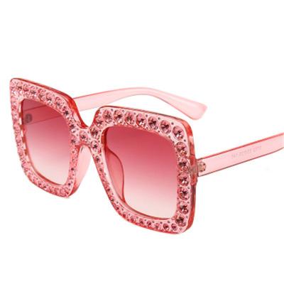 China Big Diamond Sun Glasses Fashion Sunglasses Fit Top Colorful Crystal Trend Rhinestone Oversized Shades Women Sunglasses Retro for sale