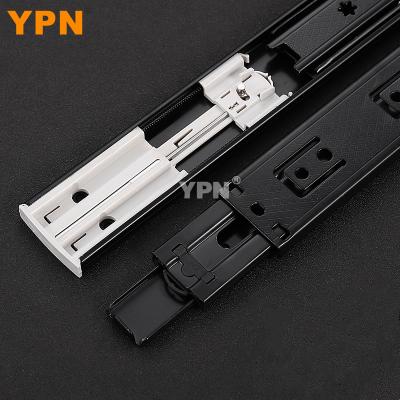 China YPN Modern Wholesale Thickened Three Section Pad Damping Wardrobe Mute Drawer Track Cold Rolled Steel Cabinet Drawer Slide for sale