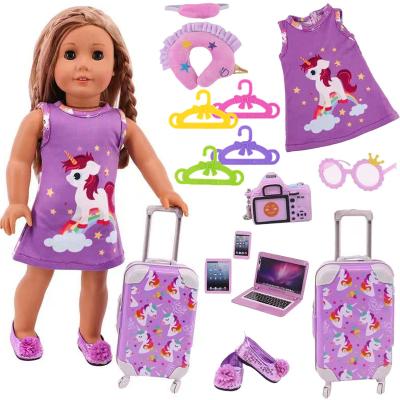 China Cartoon Toy Accessories For Doll Makers 18 Inch Doll Accessories Suitcase Set for sale