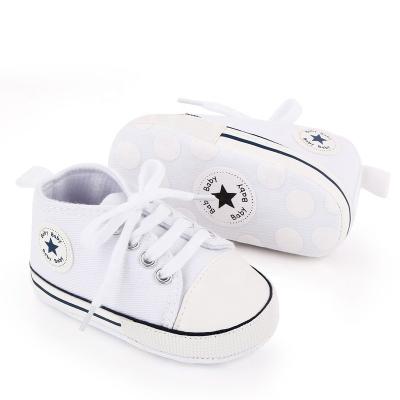 China Lace Girls Flat Hot Sale Unisex Casual Canvas Pre Walker Baby Shoes for sale