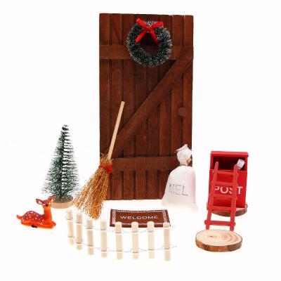 China Cartoon Toy 1:12 Dollhouse Mini Doll House Wooden Door Christmas Decoration 13 Set Miniature Stage for sale