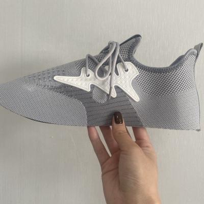 China Breathable Gray Upper Shoes Sport Flying Soft Material Comfortable Woven Factory Direct Wholesale Semi-Complete Upper Shoes for sale