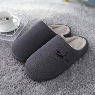 China Fashion Trend Couples Velvet Feather Gray House Slippers Design Soft Winter Slippers Fashion Indoor Slippers Wholesale Custom Made for sale