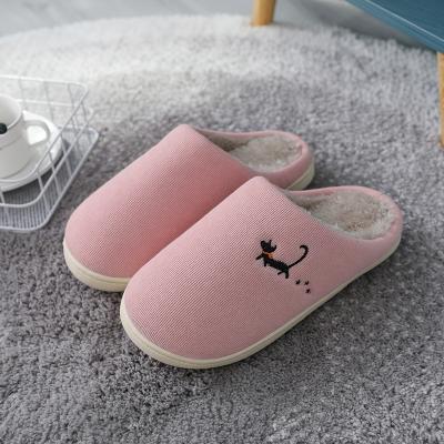 China Fashion Trend Women's Indoor Warm Winter Pink Slippers Cotton Ladies Soft Slippers Couples Shoes Waterproof Non-slip Home Slippers for sale