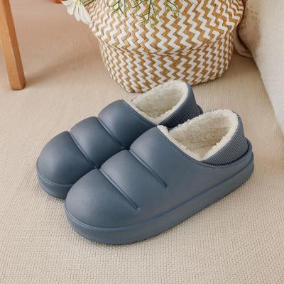 China Fashion trend design the new waterproof winter slippers comfortable slippers fashion ladies slippers winter non-slip removable leather home indoor slippers for sale