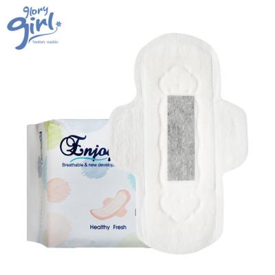 China Super Absorbent Bamboo Charcoal Menstrual Women Pads Breathable Ladies Sanitary Napkin Feminine Pad for sale