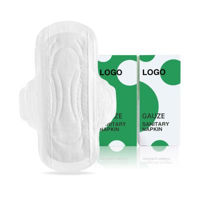 China Wholesale Sanitary Premium Organic Cotton Dispenser Breathable Toewl Gauze Cotton Female Hygiene Pads With Wings for sale