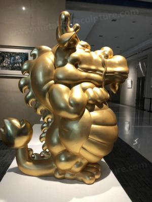 China Dragon Painted Cartoon Metal Animal Sculptures Stainless Steel As Hotel Lobby Display for sale