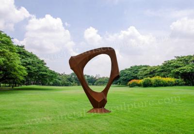 China Art Craft Modern Circle Corten Steel Sculpture Cutting & Welded Design for sale