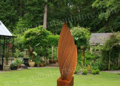 China Handicraft Leaf Design Corten Steel Sculpture Rusty Resistance For Lawn Ornaments for sale