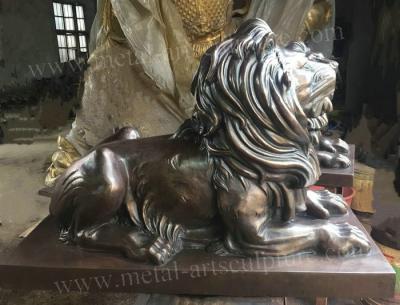 China Contemporary Bronze Sculpture , Animal Style Small Bronze Lion Statue for sale