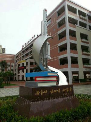 China Art Modern Stainless Steel Sculpture Rocket Shape Idea For School Decoration for sale