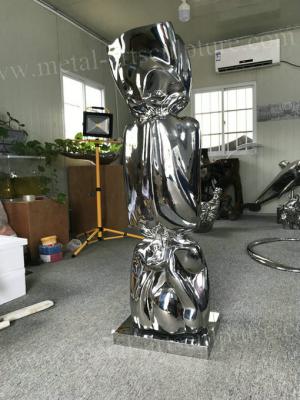 China Handicraft Giant Metal Human Sculpture , Polished Stainless Steel Sculpture for sale