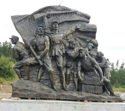 China Bronze Color Wall Relief Sculpture Giant Soldiers Wall Art Decoration for sale