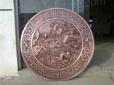 China Office Wall Decor Handmade Art Sculpture Brass Relief Art Flower Statue for sale