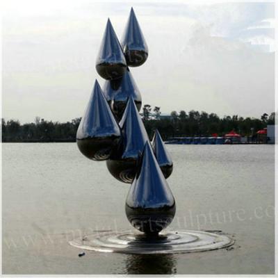 China Water Drop Seaside Design Modern Outdoor Sculpture Corrosion Stability Polished Feature for sale