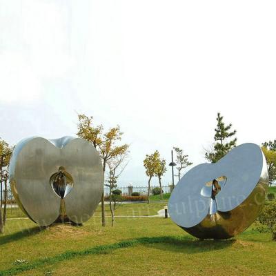 China Apple Shape Matt Feature Stainless Steel Sculpture As Outdoor Lawn Decoration for sale