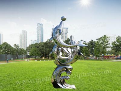 China Dolphin Animal Sculpture Mirror Stainless Steel Sculpture As Outdoor Square Decor for sale