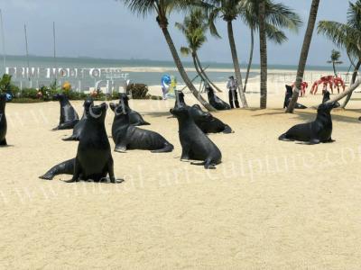 China Seaside Decoration Sea Lion Statue , Handmade Fiberglass Outdoor Statues for sale