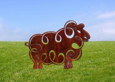 China Cute Sheep Animal Corten Steel Sculpture As Garden Decoration OEM & ODM Custom for sale