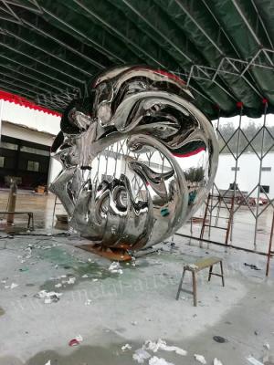 China Abstract Circle Large Outdoor Statues With High Gloss , Mirror Stainless Steel Sculpture for sale