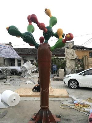 China Cactus Sculpture Yard Decoration Large Outdoor Statues With Colorful Painted Finishing for sale