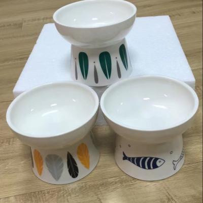 China Wholesale Stocked Raised Ceramic Cat Bowl Ceramic Pet Bowl for sale