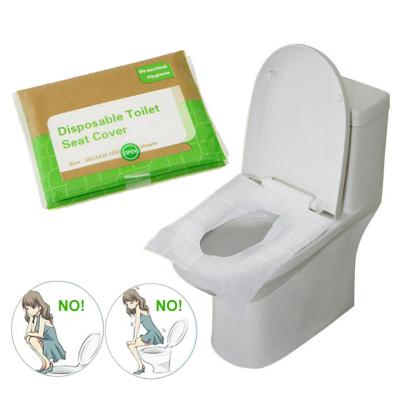 China Hygienic Mat Pad Cushion Set Bathroom Supplies Toilet Seat Cover 10pcs/Pack Disposable Camping Disposable Paper Travel Protector for sale