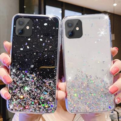 China Bling Glitter Shockproof Phone Case For iPhone 12 11Pro Max XR XS 7 8 Plus Se Clear Soft Silicone Bumper Back Cover for sale