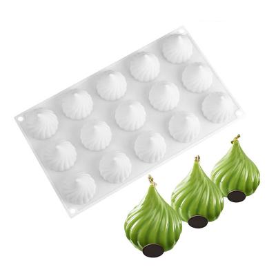 China Stocked 15 Cavity Cone Swirl Onion Silicone Cake Mold For Dessert Bakeware Kitchen Baking Chocolate Mousse Truffle Decorating Tools for sale