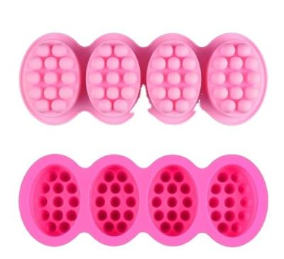 China Stocked 4 Cavities Silicone Soap Mold For Massage Therapy Bar Soap Making DIY Tools Homemade Mold for sale