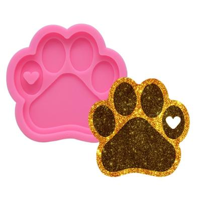 China Stocked Epoxy Resin Molds Valentine's Love Shape Key Chain Heart Pendant Bear Paw Silicone Mold Resin Jewelry for sale