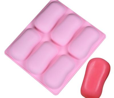 China 6 Cavity Stocked Oval Soap Mold 3D Silicone Soap Mold For Making Soaps DIY Handmade Massage Molds for sale