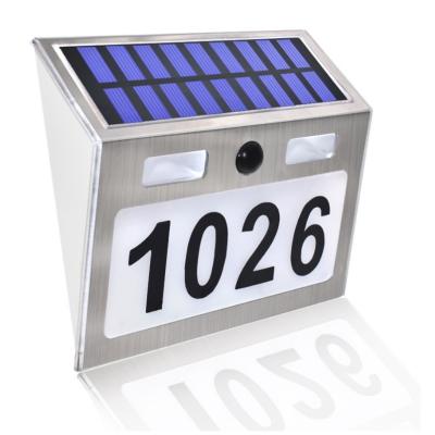 China Solar Garden LED House Number Plate Light with Letter and Number Motion Sensor Address Number for Garden Gate Lamp Lighting for sale