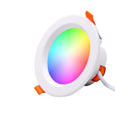 China Hotel Smart Led Downlight RGB Recessed Projector Home Tuya WiFi Dimmable Round Indoor Light Fixture CW+WW+RGB for sale