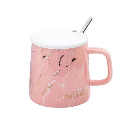 China Original Viable Madou Nordic Marble Ceramic Cup Ins Simplicity With Cover Spoon Water Cup Students And Lovers Mug for sale