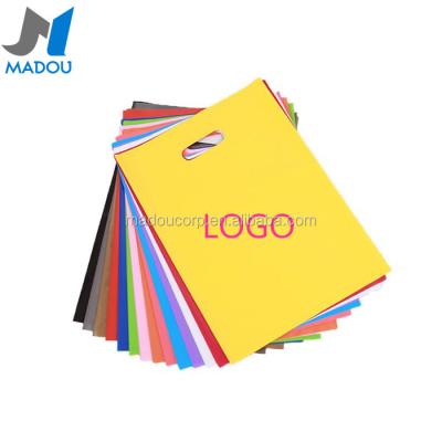 China Madou For Cloth Shoes Packing Recyclable Poly Die Cut Shopping Bag Handle Plastic Bags for sale