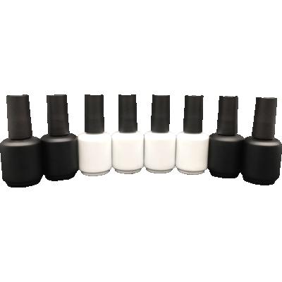 China Free Sample 15ml Personal Care Frosted Matte Black White UV Gel Nail Polish Empty Glass Bottle for sale