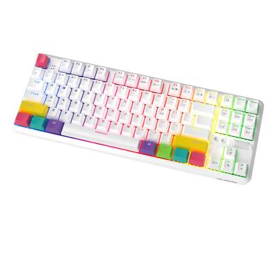 China Wireless Hot Switchable Gaming k870T RGB Dual Mode 87keys Mechanical Keyboard Dual Mode RGB Wired With 2000mah Port Battery Type C Keyboard for sale