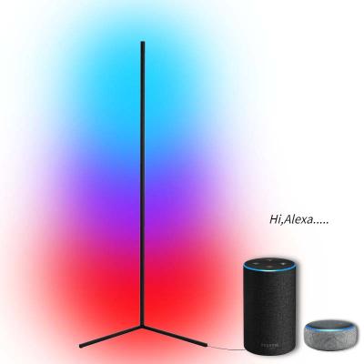 China Designer Modern Tripod RGB Corner Led Floor Lamp For Living Room Support Alexa Google Assistant TUYA Smart Speaker Control for sale