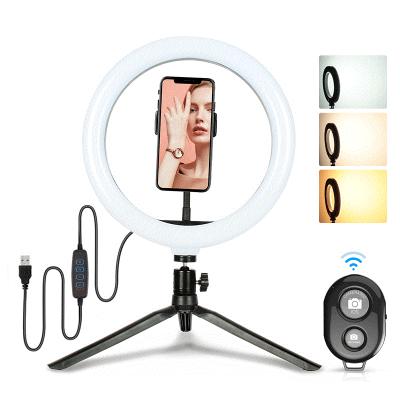 China Easy Easy To Use To Carry Wholesale 6inch 10inch LED Tripod Selfie Ring Desk Light With Tripod Stand for sale