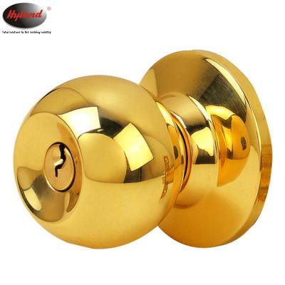 China Stainless Steel Entry Wood Door Lock Polished Brass OEM 607 PBET, Tubular Round Ball Stainless Steel Door Knob Hyland Lock for sale