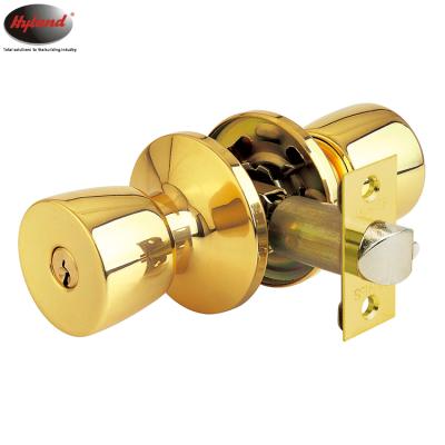 China Apartment EntryTulip Tubular Door Lock, North America Hyland High Quality OEM 592 PBET Polished Brass Door Knob Lock With Keys for sale