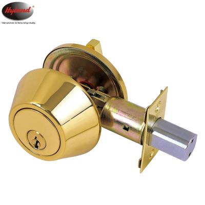 China HYLAND OEM Stainless Steel Cylinder Deadbolt Single Door Entry Stainless/Brass/Steel Door Lock in Polished Brass Finish cerradura de cerrojo for sale